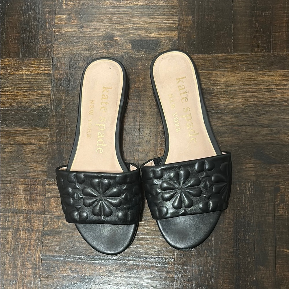 Kate Spade Black Floral Slides